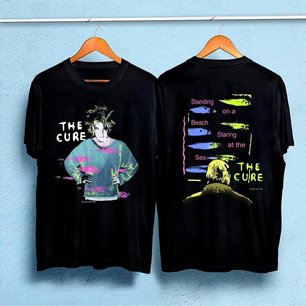 The Cure Standing On A Beach 1986 T-Shirt 2 Sided Rock Music Graphic Fan Gift 79